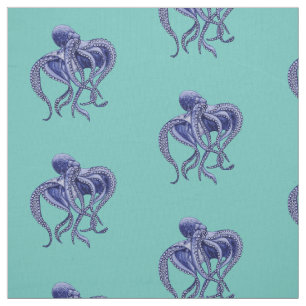 Tela Octopus azul y blanco