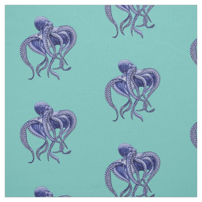 Tela Octopus azul y blanco (Retal)