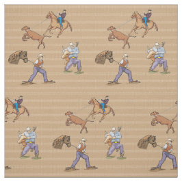 Tela Oeste Cowboys Horse Roping Steer Fabric