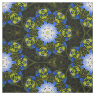 Tela Ojos de bebé azul caleidoscópico Flores de primave