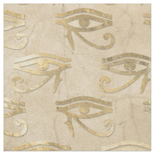 Tela Ojos egipcios de oro metálico en marfil