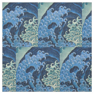 Tela Ola Femenina de Hokusai Vintage Océano