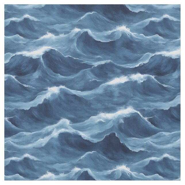 Tela Olas de caída azul (De cerca)