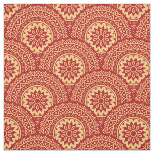Tela Olas doradas de mandala en el fondo rojo