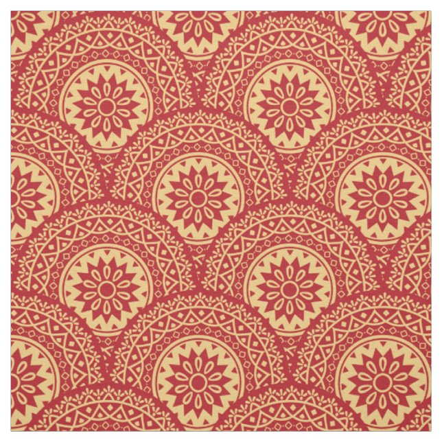 Tela Olas doradas de mandala en el fondo rojo (Retal)