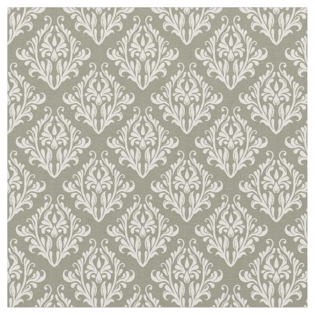 Tela Olive Green Damask (De cerca)