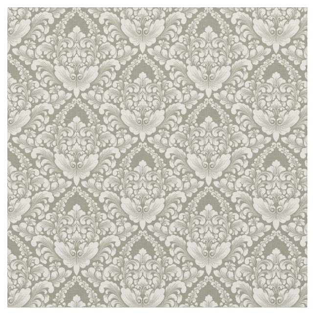 Tela Olive Green Damask (De cerca)