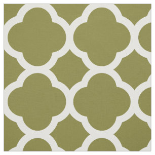 Tela Olive Green Modern Quatrefoil a gran escala