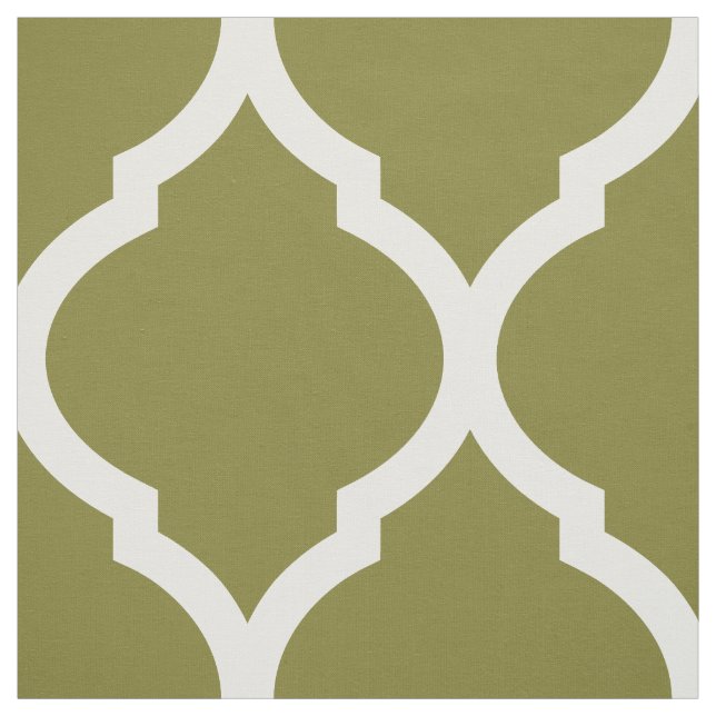 Tela Olive Green Moroccan Quatrefoil Large Scale (Retal)