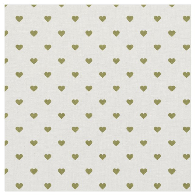Tela Olive Green Polka Dot Hearts (De cerca)