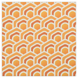 Tela Ondas de panal retro patrón de hexágono naranja