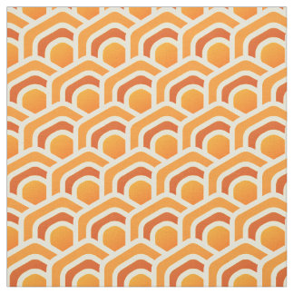 Tela Ondas de panal retro patrón de hexágono naranja