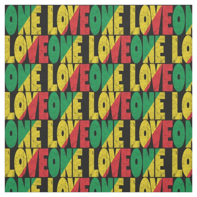 Tela One Love Rasta Reggae Typographic Print (Retal)