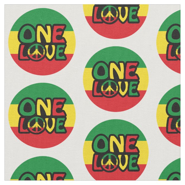 Tela One Love, Reggae design with reggae colors (De cerca)