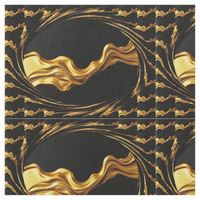 Tela Opulent Swirl Full Gold Black Designer Upholstery  (De cerca)