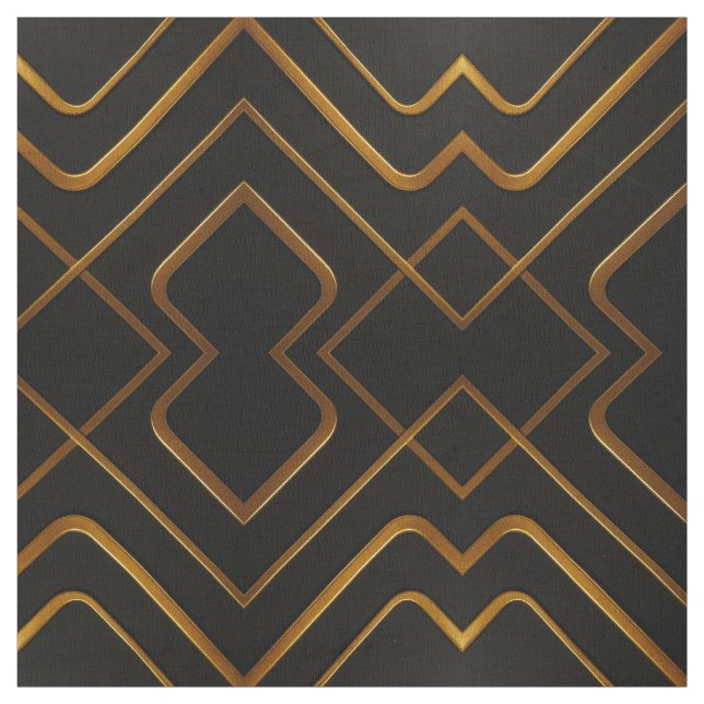 Tela Opulento Deco Grid Completo Oro Líquido Negro Mono (Retal)