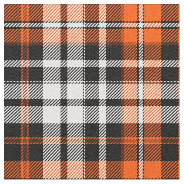 Tela Orange Black White Plaid Tartan Pattern Design  (De cerca)
