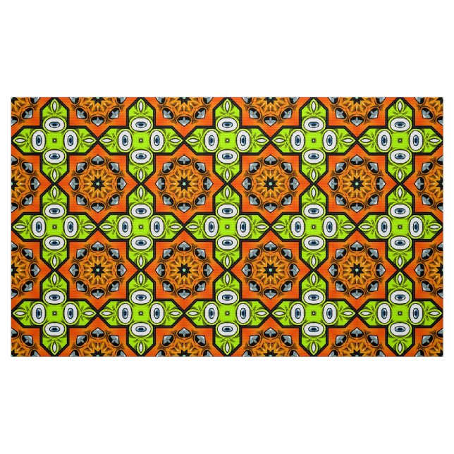 Tela Orange, green and black geometric pattern ("Cuarto gordo" (fat quarter))