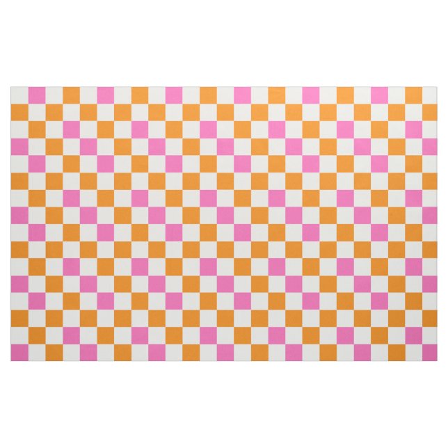 Tela Orange White Pink Checkered Pattern Design  ("Cuarto gordo" (fat quarter))