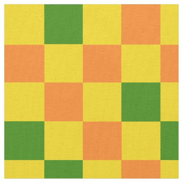 Tela Orange Yellow Green Checkered Pattern Design  (De cerca)