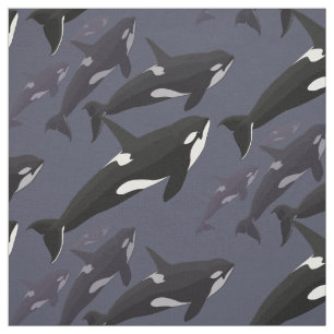 Tela Orca Fabric Killer Whale Art Natural Linen Fabric