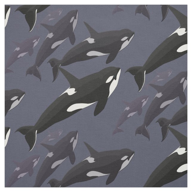 Tela Orca Fabric Killer Whale Art Natural Linen Fabric (Retal)