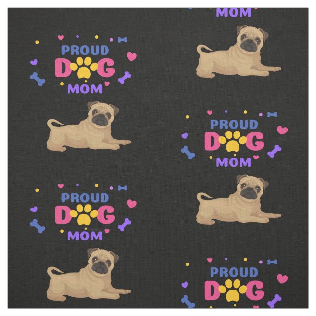 Tela Orgullosa perra mamá de un pug (Retal)