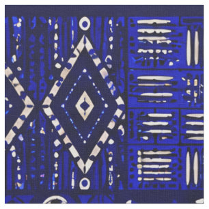 Tela ornamental azul y crema por yarda
