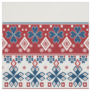 Tela Ornamento azul rojo