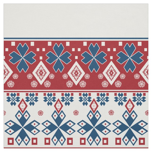 Tela Ornamento azul rojo (Retal)
