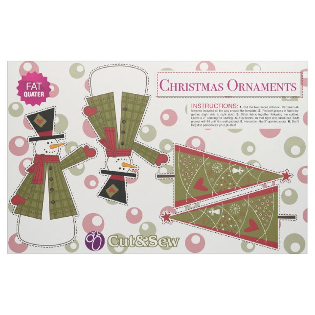 Tela Ornamentos de Navidad de corte y selección de cose ("Cuarto gordo" (fat quarter))