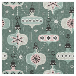 Tela Ornamentos navideños de la era atómica ©studioxtin