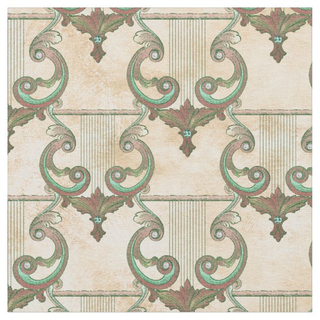 Tela Ornate Patina Harps en Tan (De cerca)
