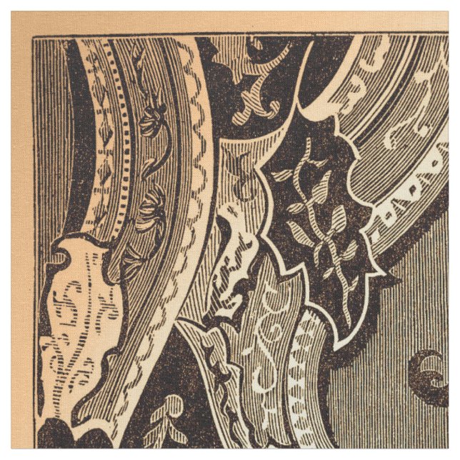 Tela Ornate Victorian Floral Panel Fabric (De cerca)