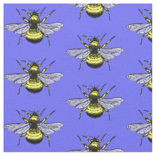 Tela Oro de abeja sobre fondo azul. Patrón de corte