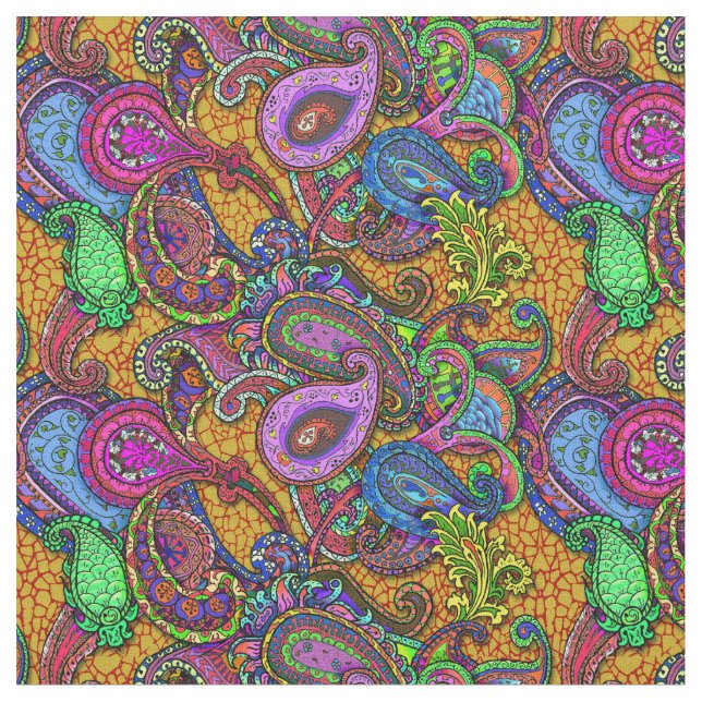 Tela Oro de Paisley de la mezcla (De cerca)
