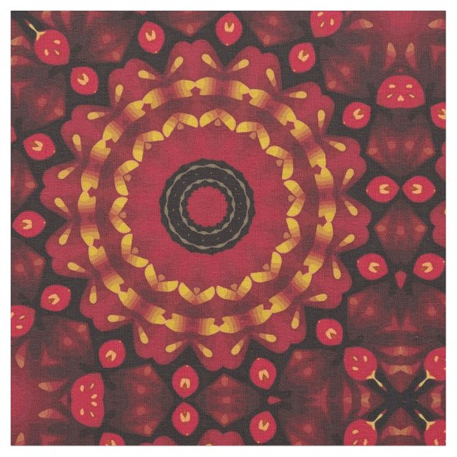 Tela Oro en mandala roja (De cerca)