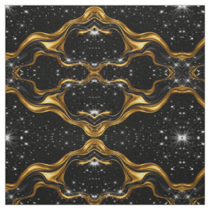 Tela Oro Negro Opulento Remolino Natural Lino de Marfil