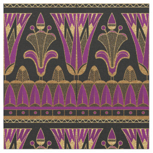 Tela Oro púrpura y Art Deco negro