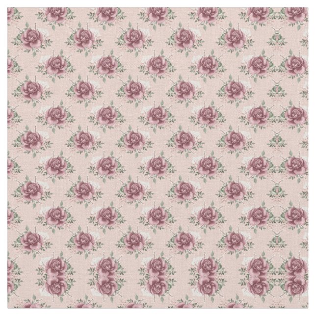 Tela Oro rosa rosado rustico verde bohemio floral (De cerca)