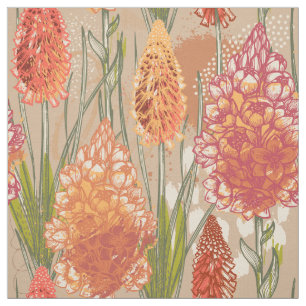 Tela Oro rosado Naranja floral africano