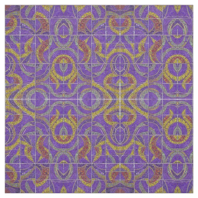 Tela Oro turquesa de mosaico marroquí morado (Retal)