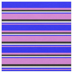 Tela Orquídea, azul, crema de menta y patrón negro