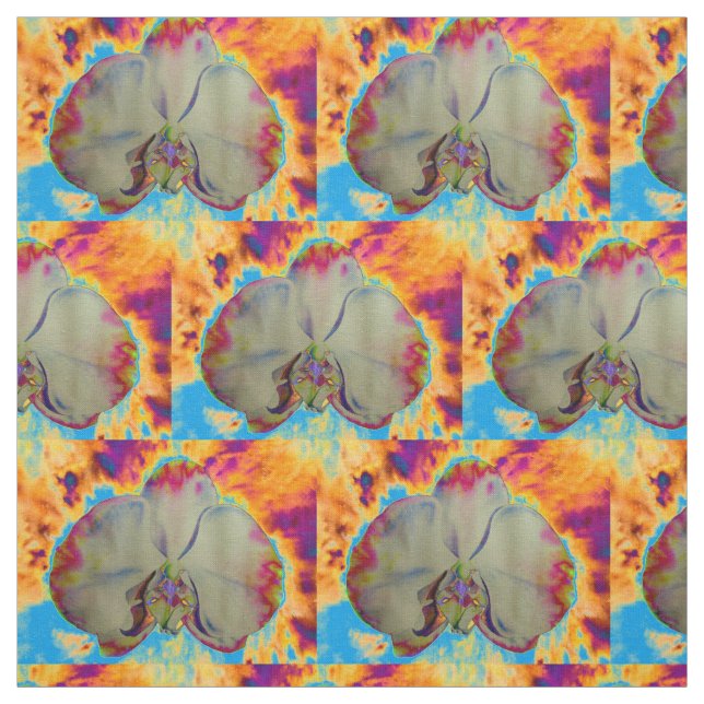 Tela Orquídea de fuego, acuarela abstracta floral (Retal)