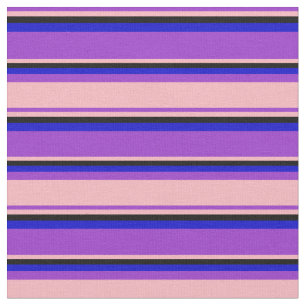 Tela Orquídea oscura, franjas rosa claro, negro y azul