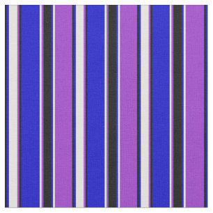 Tela Orquídea oscura, líneas amarillas claras, azules y