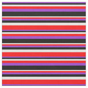 Tela Orquídea oscura, negra, cian claro y patrón rojo