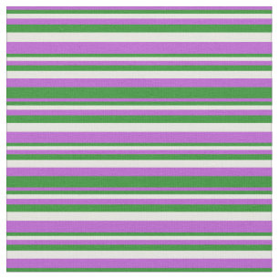 Tela Orquídea, verde forestal y patrón blanco