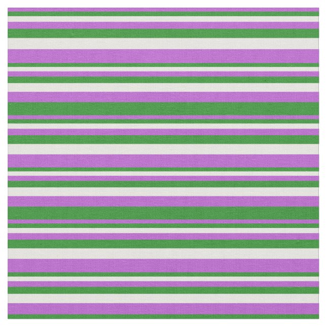 Tela Orquídea, verde forestal y patrón blanco (De cerca)