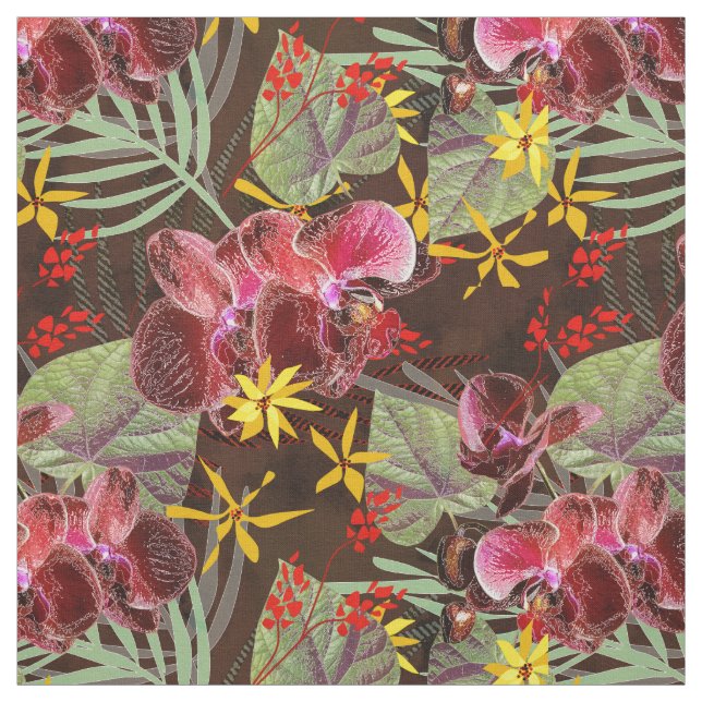 Tela orquídeas rojas. (Retal)